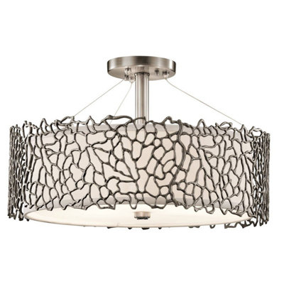 Elstead Silver Coral 3 Light Ceiling Duo-Mount Pendant Classic Pewter, E27