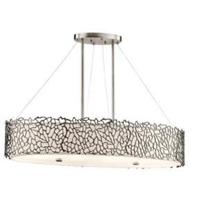 Elstead Silver Coral 4 Light Oval Ceiling Island Pendant Bar Pewter, E27
