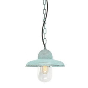 Elstead Somerton 1 Light Outdoor Ceiling Chain Lantern Verdigris IP44, E27