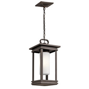 Elstead South Hope 1 Light Small Outdoor Ceiling Chain Lantern Bronze IP44, E14