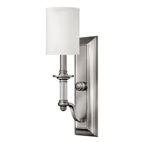 Elstead Sussex 1 Light Wall Light Brushed Nickel Glass Shade, E14