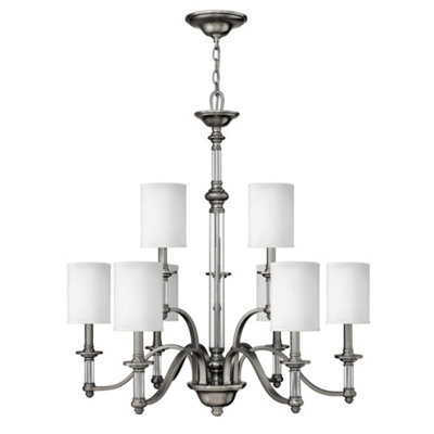 Elstead Sussex 9 Light Multi Arm Chandelier Brushed Nickel Finish, E14