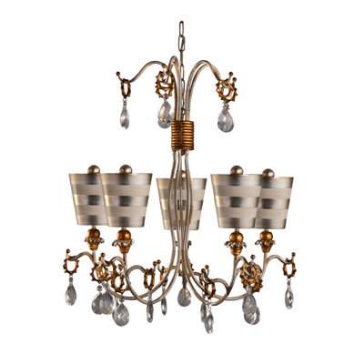 Elstead Tivoli 5 Light Multi Arm Chandelier Silver , Cream Finish, E27