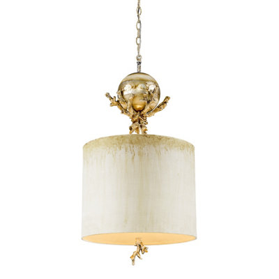 Elstead Trellis 1 Light Ceiling Pendant Putty, Silver Leaf, E27