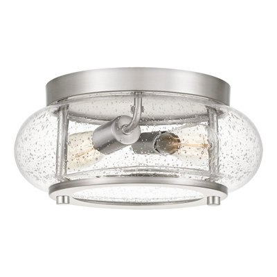 Elstead Trilogy 2 Light Flush Mount, Brushed Nickel, E27