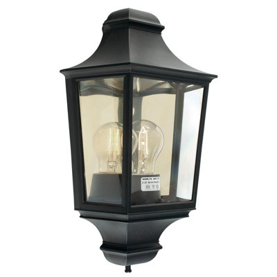 Elstead Turin 1 Light Outdoor Wall Half Lantern Light Black IP65, E27