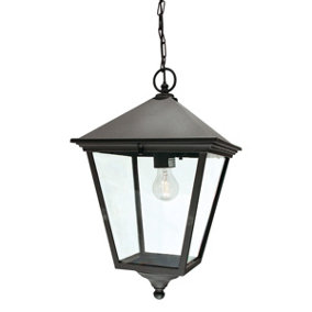 Elstead Turin Grande 1 Light Outdoor Ceiling Chain Lantern Black IP54, E27
