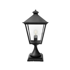 Elstead Turin Grande 1 Light Outdoor Pedestal Lantern Black IP54, E27
