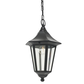Elstead Valencia 1 Light Outdoor Ceiling Chain Lantern Black IP54, E27