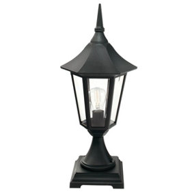 Elstead Valencia 1 Light Outdoor Pedestal Lantern Black IP54, E27