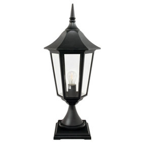 Elstead Valencia Grande 1 Light Outdoor Pedestal Lantern Black IP44, E27