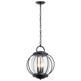 Elstead Vandalia 3 Light Medium Outdoor Ceiling Chain Lantern Black, E14