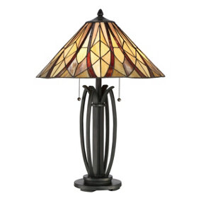 Elstead Victory Tiffany Table Lamp, Valiant Bronze, E27