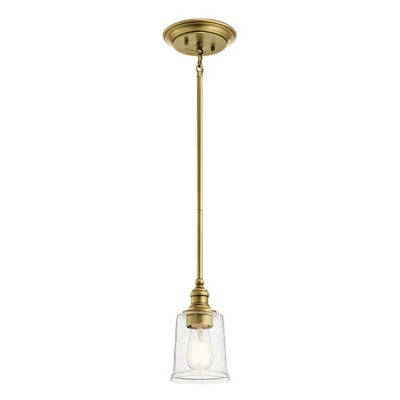 Elstead Waverly 1 Light Mini Pendant, Natural Brass, E27