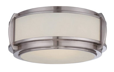 Elstead Wilkinson 3 Light Flush Ceiling Light Brushed Nickel, E27