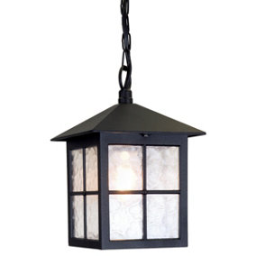 Elstead Winchester 1 Light Outdoor Ceiling Chain Lantern Black IP43, E27