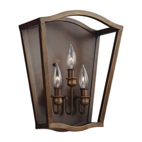 Elstead Yarmouth 3 Light Wall Light, Painted Aged Brass