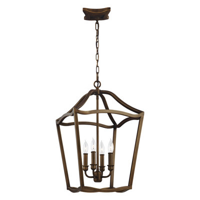 Elstead Yarmouth 4 Light Candle Pendant Chain Lantern, Painted Aged Brass