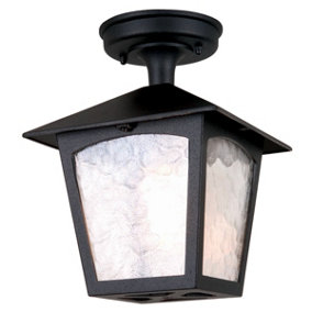 Elstead York 1 Light Outdoor Ceiling Lantern Black, E27