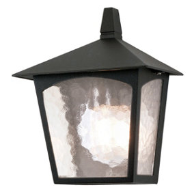 Elstead York 1 Light Outdoor Flush Ceiling Lantern Black, E27