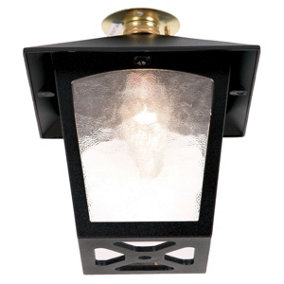 Elstead York 1 Light Outdoor Flush Ceiling Lantern Black