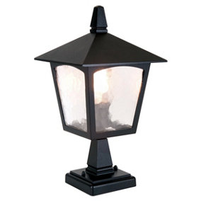 Elstead York 1 Light Outdoor Pedestal Lantern Black IP43, E27