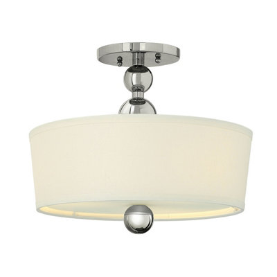 Elstead Zelda 3 Light Semi Flush Ceiling Light Polished Nickel, E27