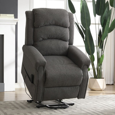 Eltham 84cm Wide Dark Grey Fabric Dual Motor Electric Mobility Aid Lift Assist Recliner Arm Chair with Massage Heat Functions