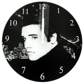 Elvis Glass Analogue Wall Clock 30cm Diameter