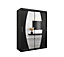 Elypse Contemporary 2 Mirrored Sliding Door Wardrobe 5 Shelves 2 Rails Black (H)2000mm (W)1500mm (D)620mm