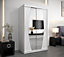 Elypse Contemporary 2 Mirrored Sliding Door Wardrobe 5 Shelves 2 Rails White (H)2000mm (W)1200mm (D)620mm