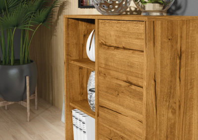 Elysian Loft Sideboard 100cm Industrial Dark Oak Creative Furniture