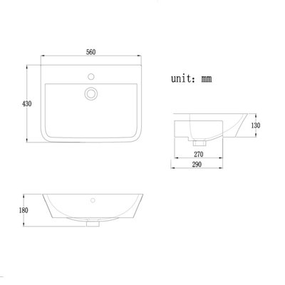 Elysium White Ceramic Semi Recessed Basin Bathroom Sink with 1 Tap Hole