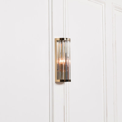 Elyssia Gold Art Deco Fluted Column Glass Rods Small Wall Light