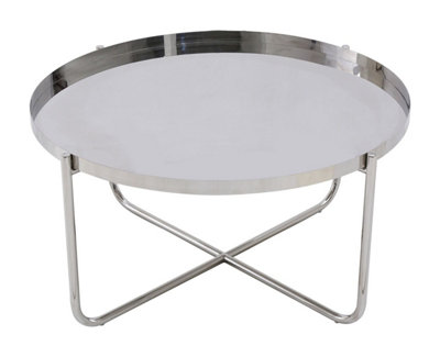 Ember Round Silver Tray Top Coffee Table for Living Room