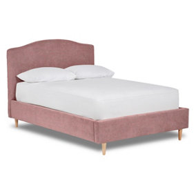 Ember Simple Shaped Fabric Bedstead Only 4FT Small Double- Marlow Dusty Pink