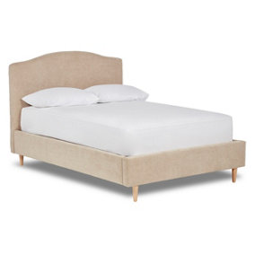 Ember Simple Shaped Fabric Bedstead Only 4FT Small Double- Marlow Stone