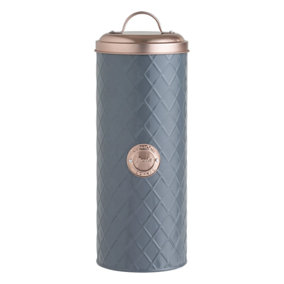 Embossed Henrik Pasta Stainless Steel Storage Jar With Copper Lid Canister.