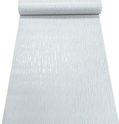 Embossed Plain Light Grey Silver Glitter Blown Vinyl Textured Wallpaper A06119