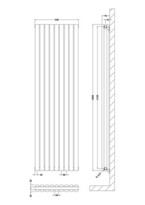 Embrace Vertical Double Panel Radiator - 1800mm x 528mm - 5457 BTU - Gloss White- Balterley