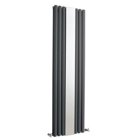 Embrace Vertical Double Panel Radiator with Mirror - 1800mm x 499mm - 4006 BTU - Anthracite - Balterley