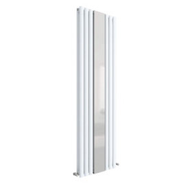 Embrace Vertical Double Panel Radiator with Mirror - 1800mm x 499mm - 4006 BTU - Gloss White - Balterley