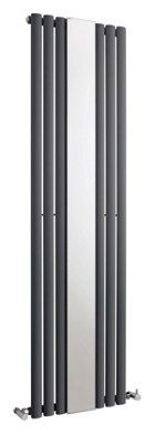 Embrace Vertical Single Panel Radiator with Mirror - 1800mm x 499mm - 2566 BTU - Anthracite - Balterley