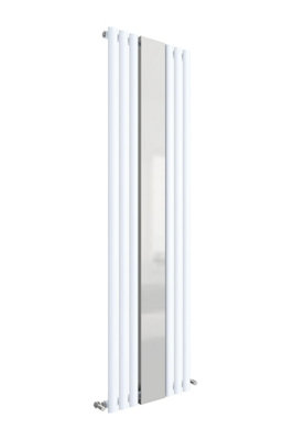 Embrace Vertical Single Panel Radiator with Mirror - 1800mm x 499mm - 2566 BTU - Gloss White - Balterley