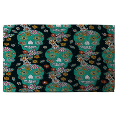 Embroidery colorful simplified ethnic flowers and skull pattern (Bath Towel) / Default Title Price Comparisons | Compare The Build