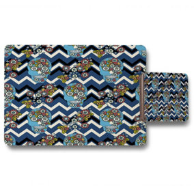 Embroidery colorful simplified ethnic skull Blue pattern (Placemat & Coaster Set) / Default Title