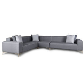 Emelda Grace Cloud Rectangle Corner Sofa - Left Hand - Dark Grey