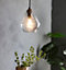 Emelia Antique Brushed Gold and Clear Glass Shade 1 Light Ceiling Pendant