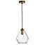 Emelia Antique Brushed Gold and Clear Glass Shade 1 Light Ceiling Pendant