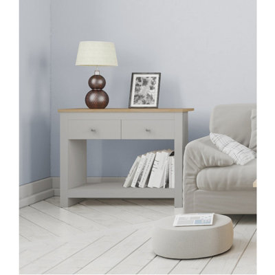 Emerald 2 Drawer Console Table in Grey Oak Look